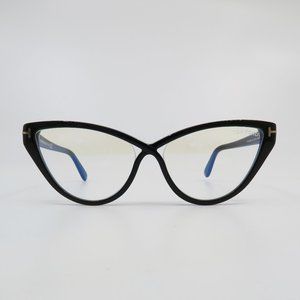 Tom Ford TF5729-B 001 56mm Black Blue Block Lenses Cat Eye New Women Eyeglasses